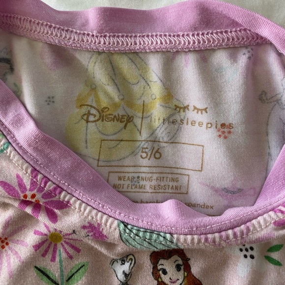 Little Sleepies OG Disney Princesses Pink 5/6 Two-Piece Long Sleeve Pajamas - Picture 5 of 5
